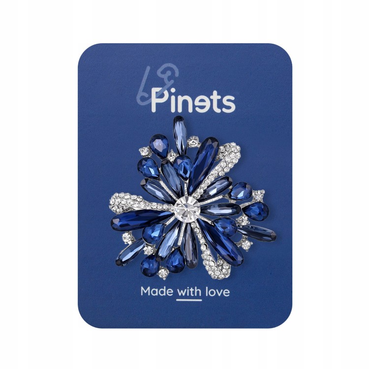 PINETS Broszka Niebieski kwiat z cyrkoniami