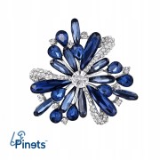 PINETS Broszka Niebieski kwiat z cyrkoniami