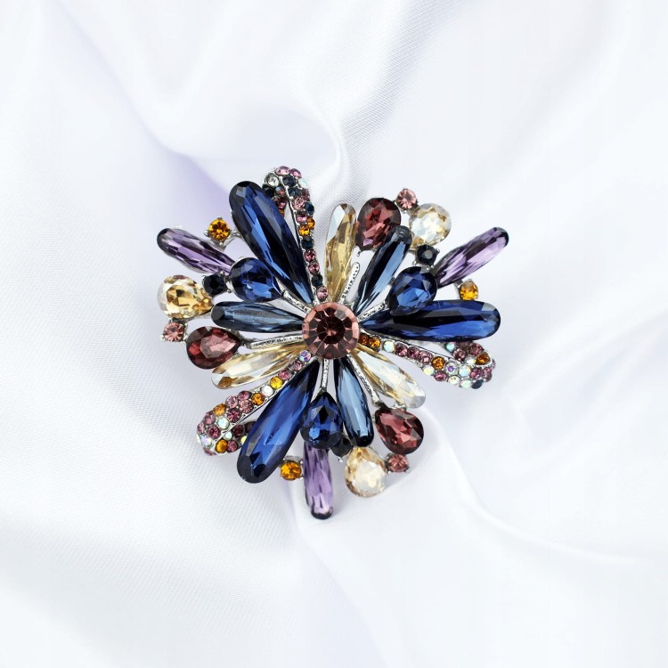 PINETS Broszka Kolorowy kwiat z cyrkoniami