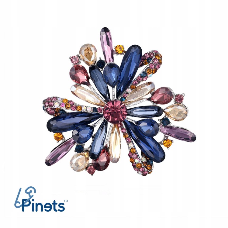 PINETS Broszka Kolorowy kwiat z cyrkoniami