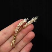 PINETS Broszka pozłacana kłosy zbóż 14 Karatów