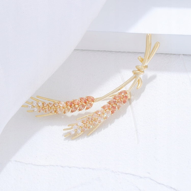 PINETS Broszka pozłacana kłosy zbóż 14 Karatów