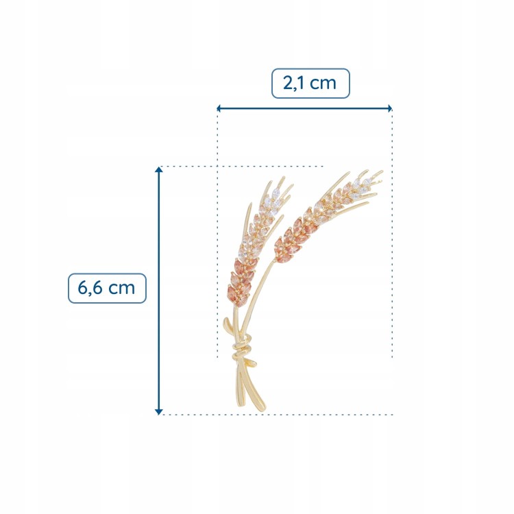 PINETS Broszka pozłacana kłosy zbóż 14 Karatów