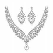 Zestaw srebrny kolia z cyrkoniami kolczyki