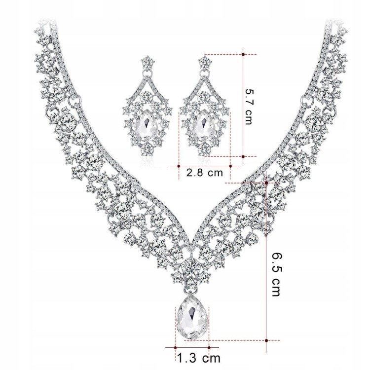 Zestaw srebrny kolia z cyrkoniami kolczyki