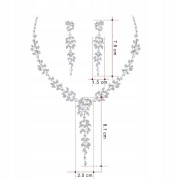 Zestaw srebrny Kolia z cyrkoniami listki