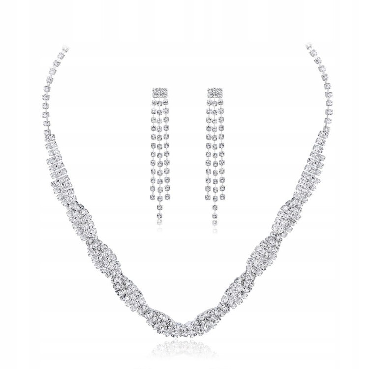 Zestaw srebrny Kolia z cyrkoniami