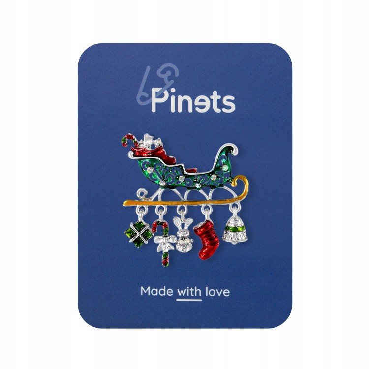 PINETS Broszka sanie Mikołaja z prezentami