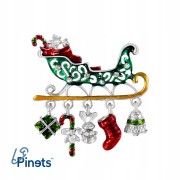 PINETS Broszka sanie Mikołaja z prezentami