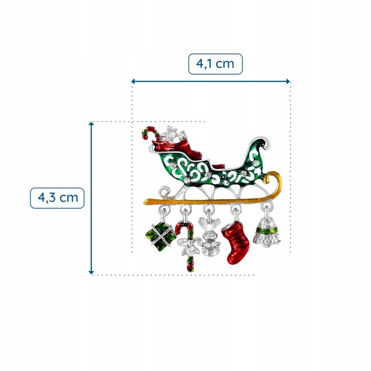 PINETS Broszka sanie Mikołaja z prezentami