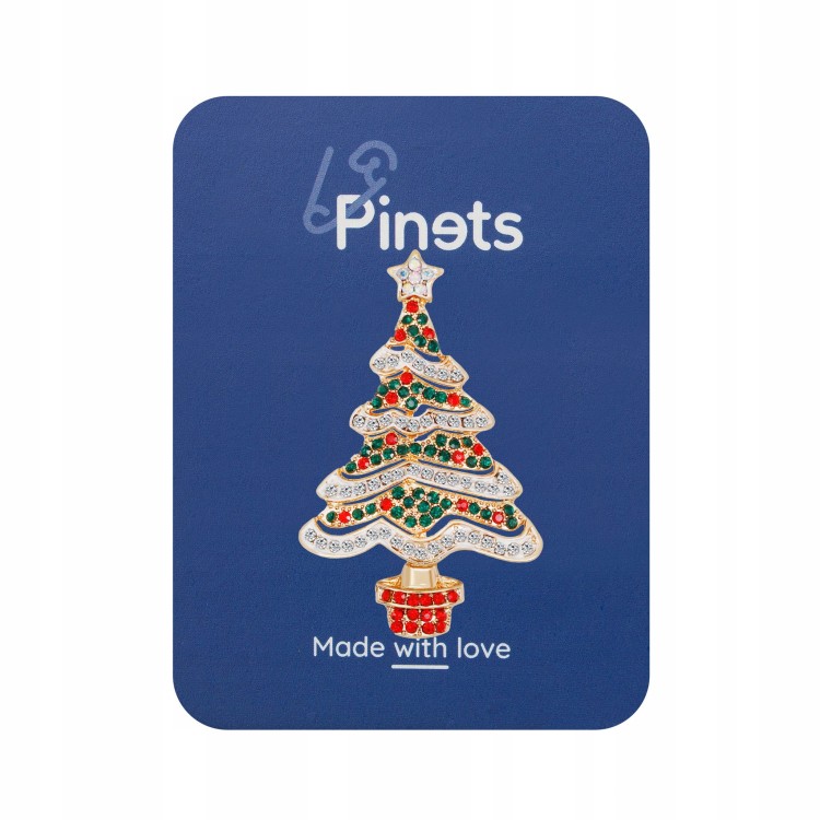 PINETS Broszka świąteczna kolorowa choinka gwiazda