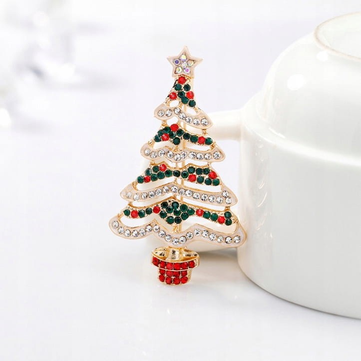 PINETS Broszka świąteczna kolorowa choinka gwiazda