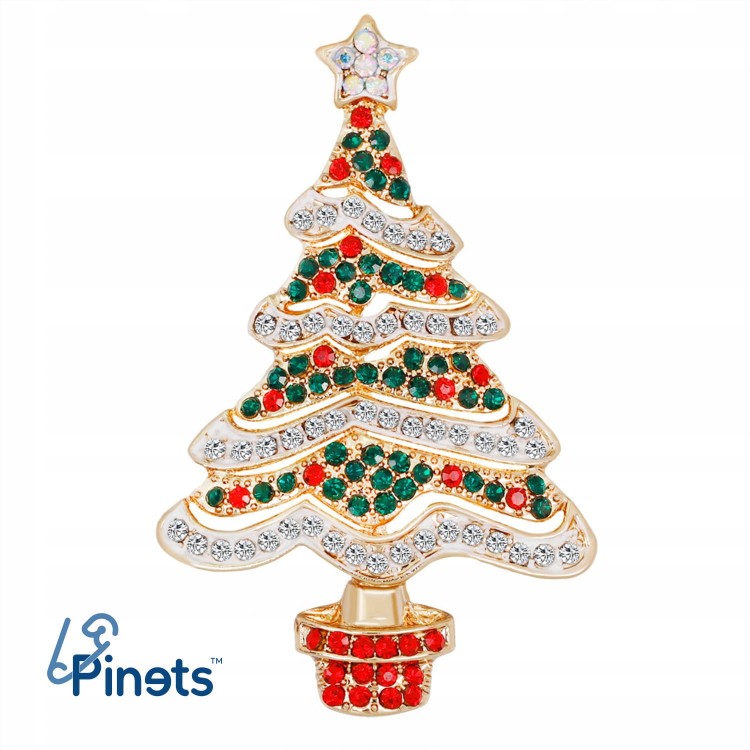 PINETS Broszka świąteczna kolorowa choinka gwiazda