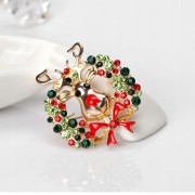PINETS Broszka świąteczna renifer z wianuszkiem
