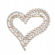 PINETS Broszka serce z koralikami i cyrkoniami