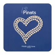PINETS Broszka serce z koralikami i cyrkoniami