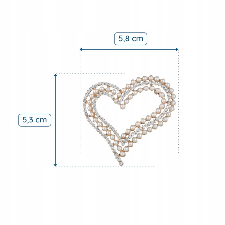 PINETS Broszka serce z koralikami i cyrkoniami