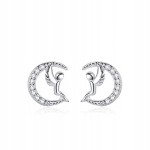 Fraise kolczyki srebrne Aniołki na księżycu S925