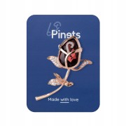 PINETS czerwona Róża pozłacana broszka z kwiatem