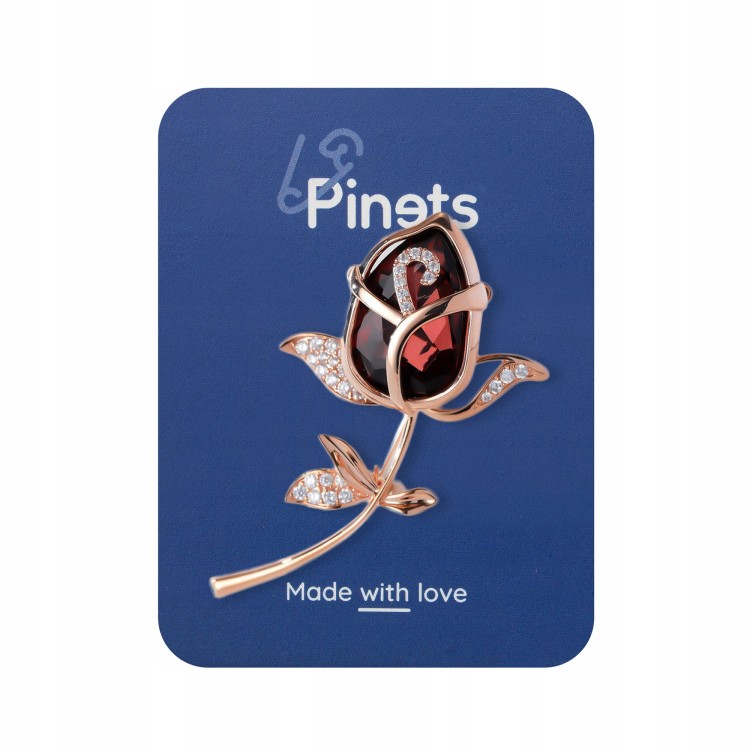 PINETS czerwona Róża pozłacana broszka z kwiatem