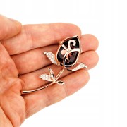 PINETS czerwona Róża pozłacana broszka z kwiatem