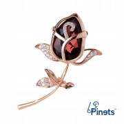 PINETS czerwona Róża pozłacana broszka z kwiatem
