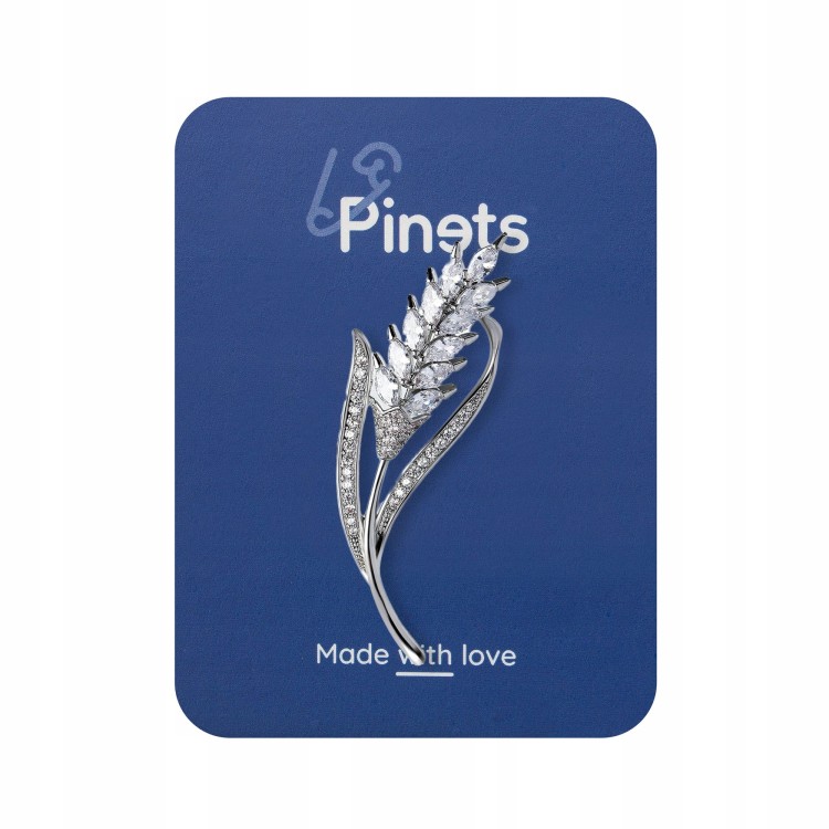 PINETS Kłos pszenicy cyrkonie Broszka pozłacana