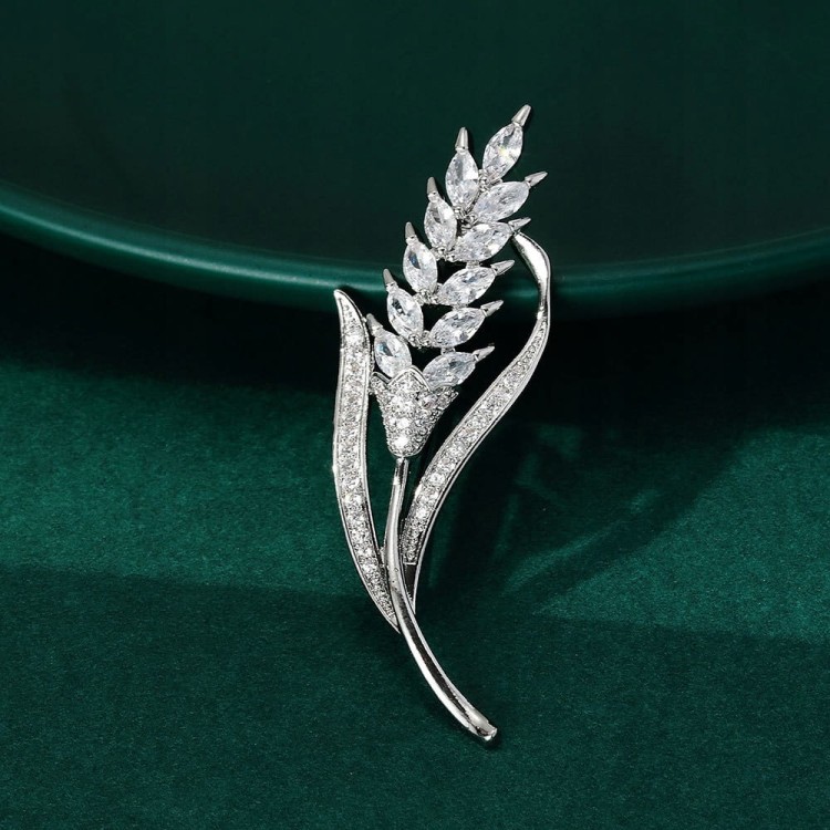 PINETS Kłos pszenicy cyrkonie Broszka pozłacana