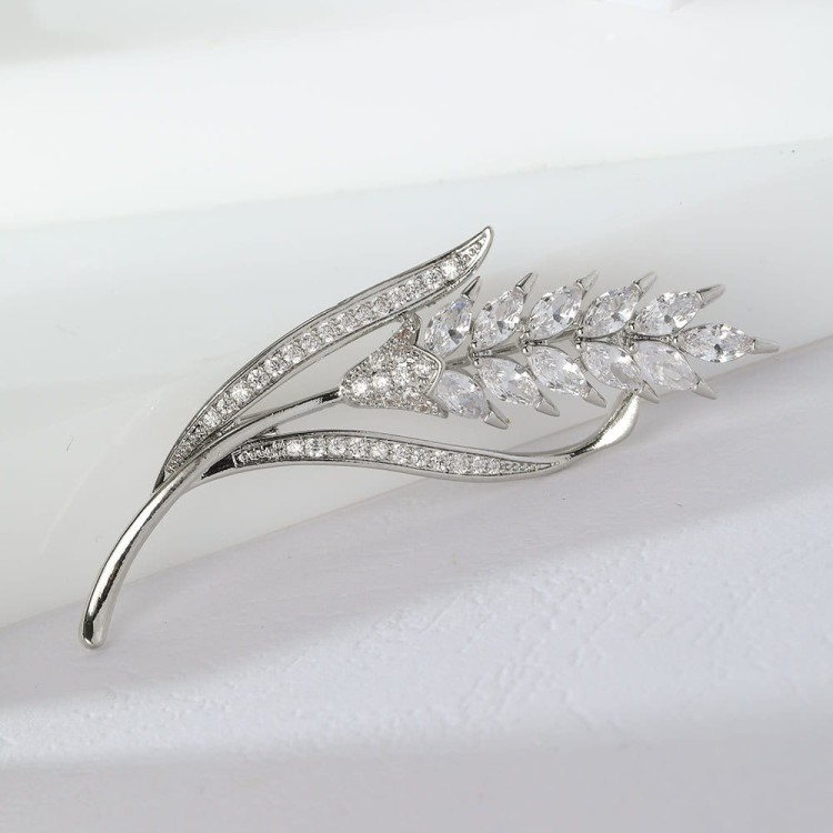 PINETS Kłos pszenicy cyrkonie Broszka pozłacana