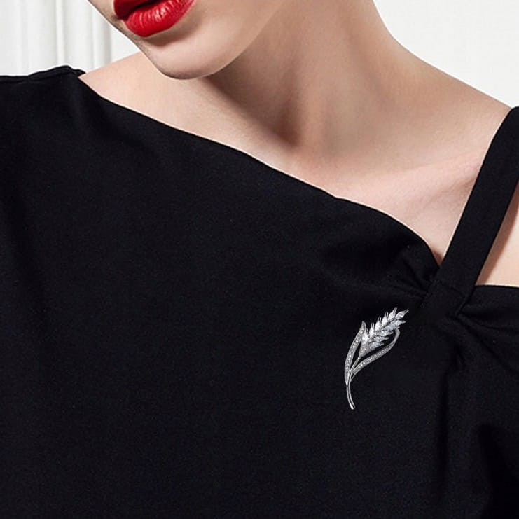 PINETS Kłos pszenicy cyrkonie Broszka pozłacana