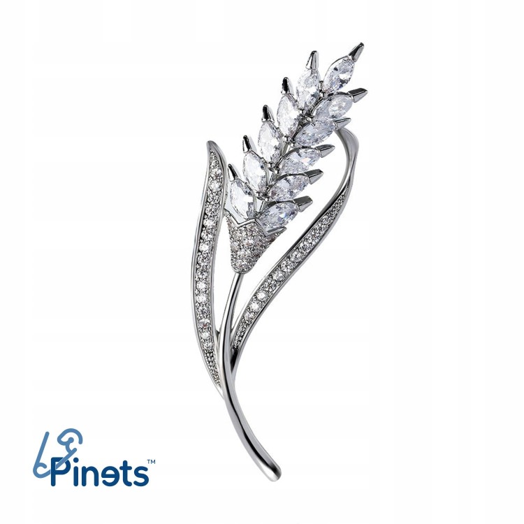 PINETS Kłos pszenicy cyrkonie Broszka pozłacana