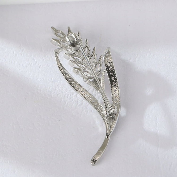 PINETS Kłos pszenicy cyrkonie Broszka pozłacana