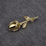 PINETS Kwiat Róża z cyrkoniami Broszka pozłacana