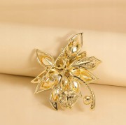 PINETS Kwiat z cyrkoniami Broszka pozłacana 14k