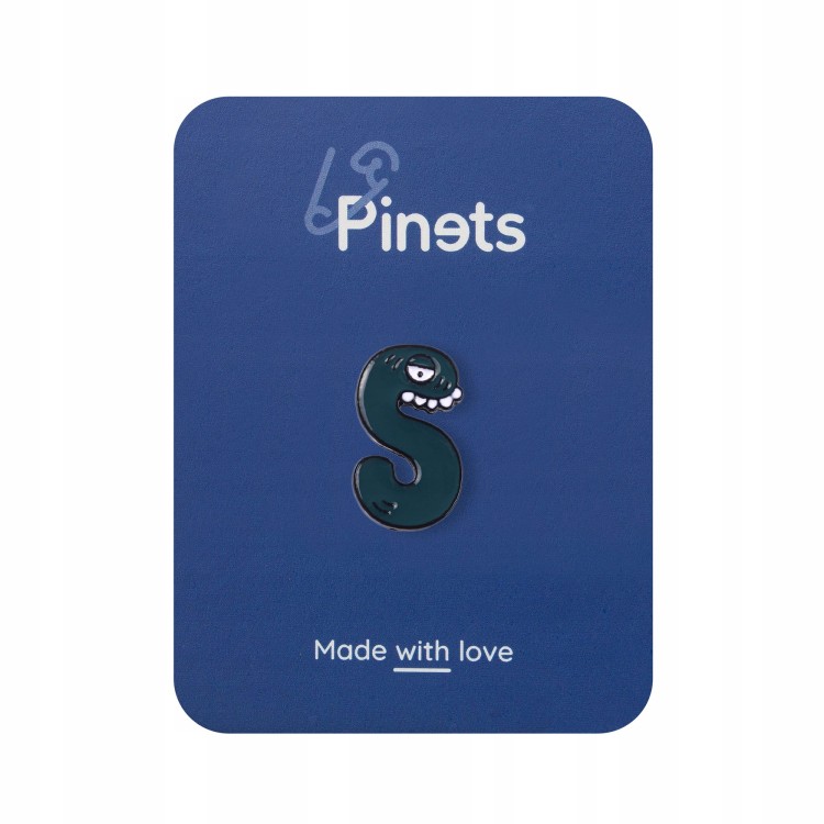 PINETS Przypinka Litera S Własny Napis Font Logo