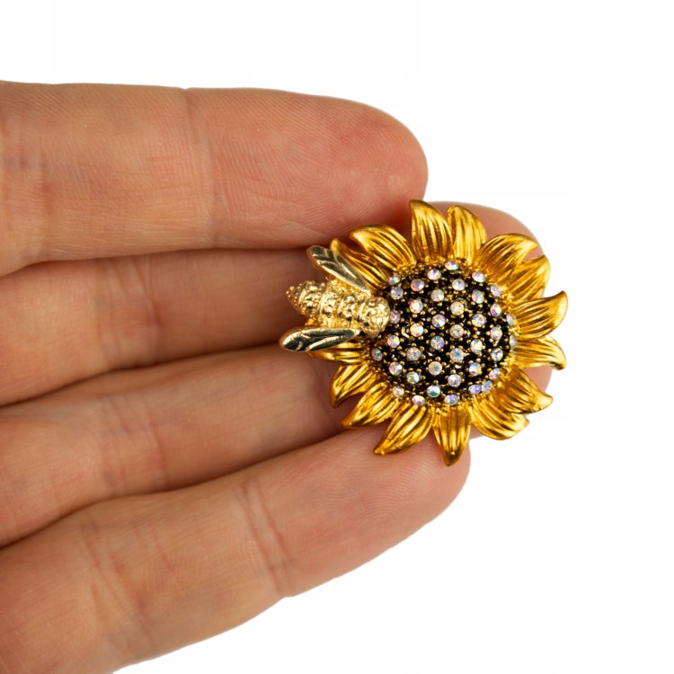 PINETS Słonecznik z pszczołą ZAWIESZKA broszka