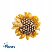 PINETS Słonecznik z pszczołą ZAWIESZKA broszka