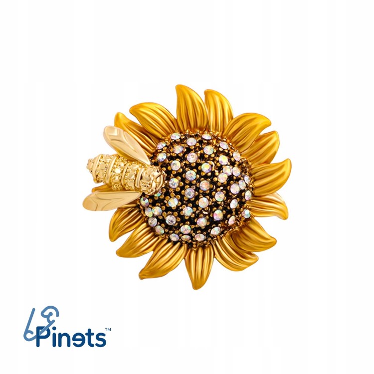PINETS Słonecznik z pszczołą ZAWIESZKA broszka