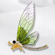 PINETS ważka z zielonymi skrzydełkami broszka