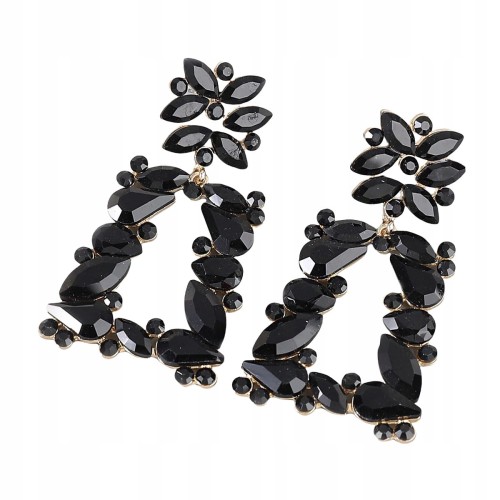 Kolczyki czarne z cyrkoniami eleganckie wiszące