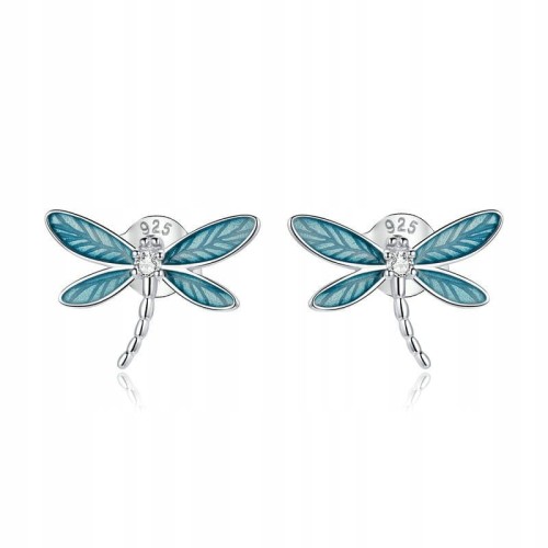 Fraise kolczyki srebrne S925 ważki seledynowe