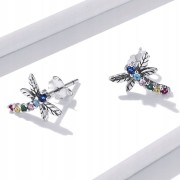 Fraise kolczyki srebrne S925 ważki z cyrkoniami