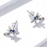 Fraise kolczyki srebrne S925 ważki z cyrkoniami