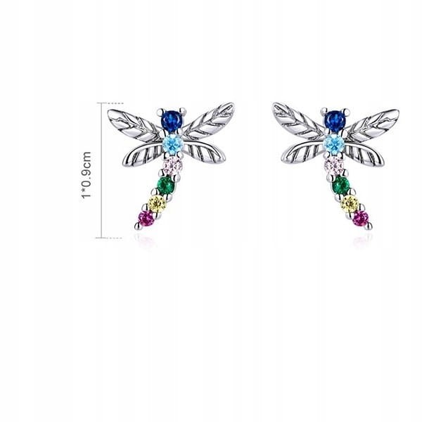 Fraise kolczyki srebrne S925 ważki z cyrkoniami