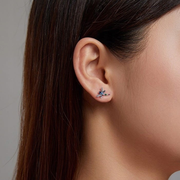 Fraise kolczyki srebrne S925 ważki z cyrkoniami