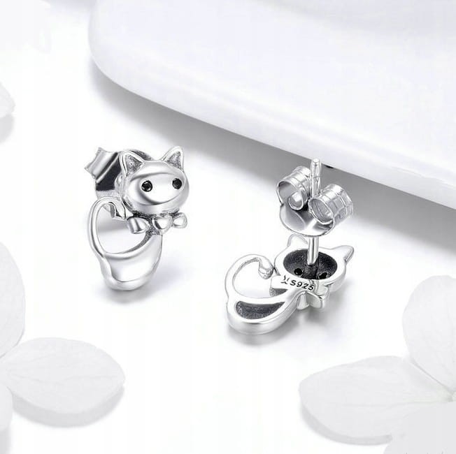 Fraise kolczyki srebrne S925 Kotki dla dziewczynki