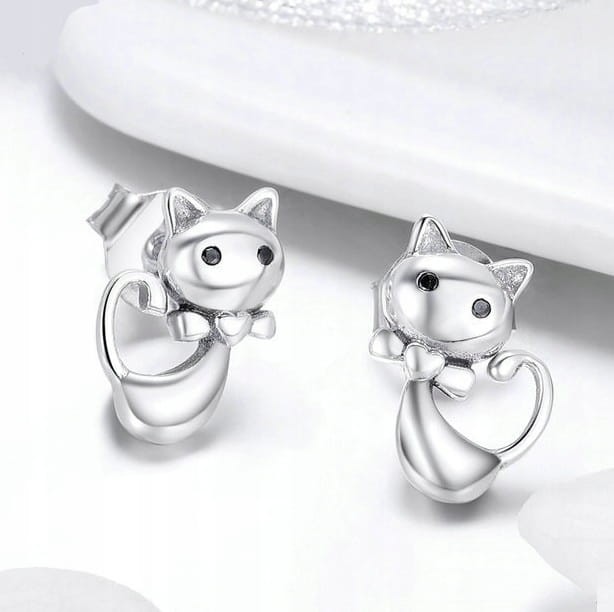 Fraise kolczyki srebrne S925 Kotki dla dziewczynki
