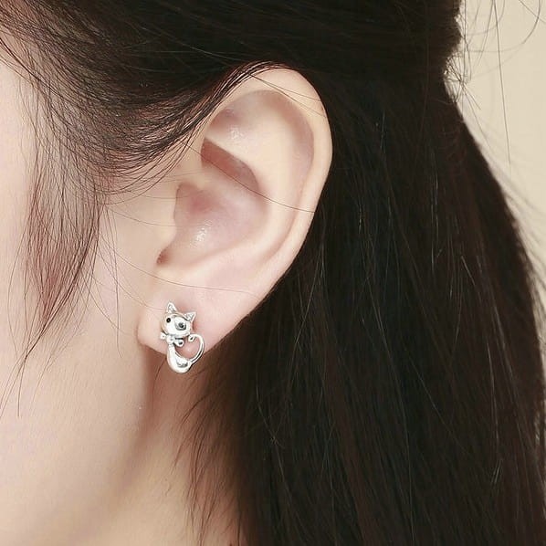 Fraise kolczyki srebrne S925 Kotki dla dziewczynki