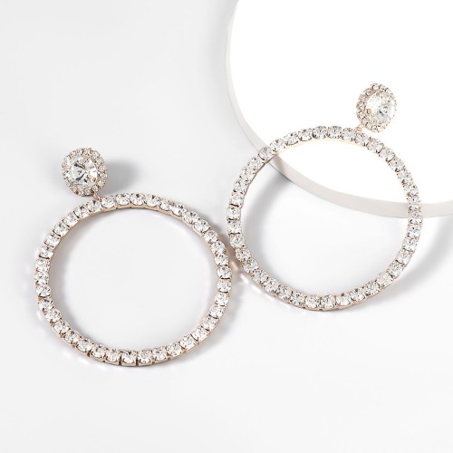 Kolczyki koła z cyrkoniami złote duże