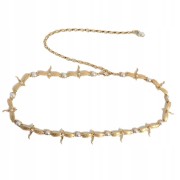 Pasek ozdobny złote Ważki do sukienki z koralikami